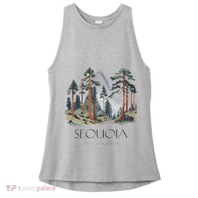 Cool Sequoia National Park Hiking Watercolor Ladies PosiCharge Tri-Blend Wicking Tank