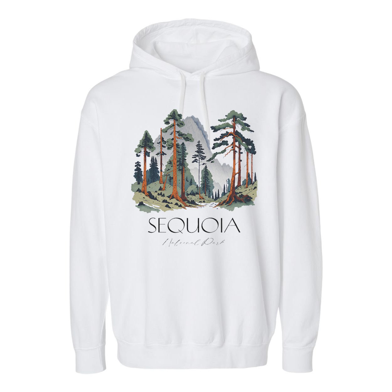 Cool Sequoia National Park Hiking Watercolor Garment-Dyed Fleece Hoodie