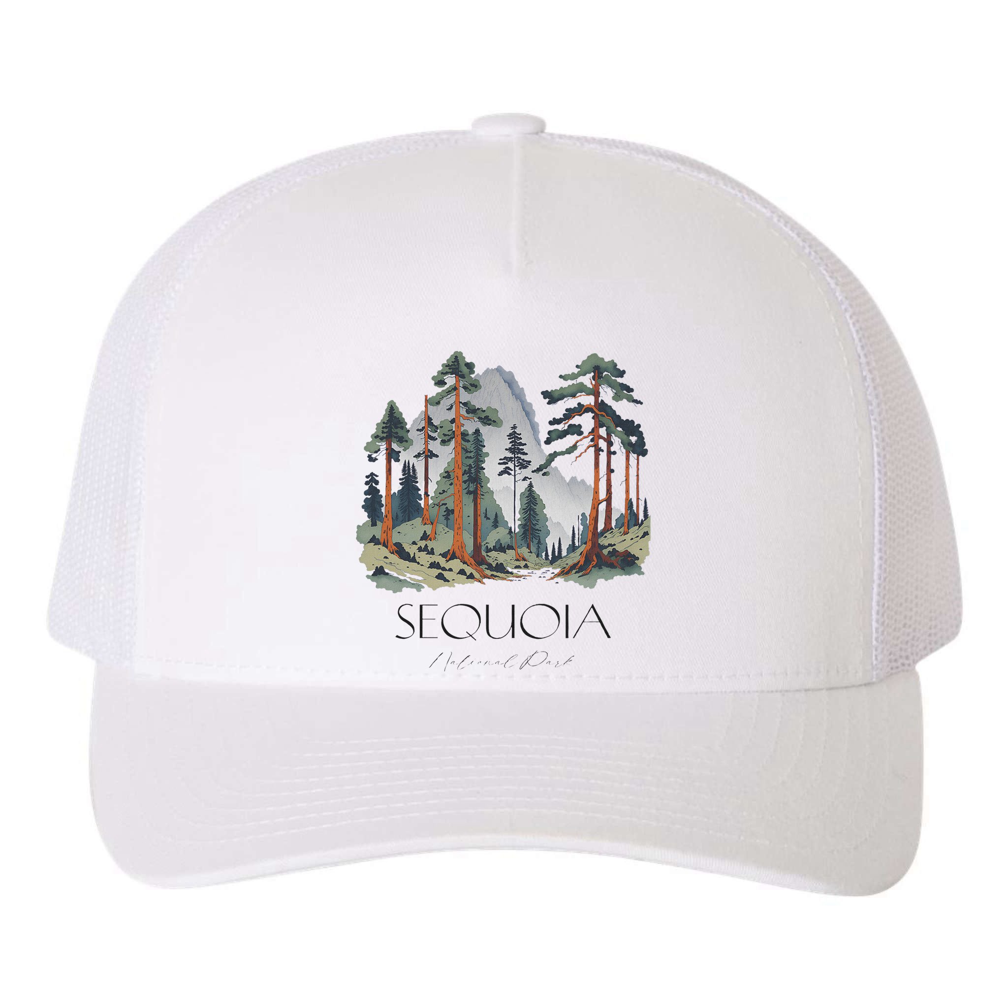 Cool Sequoia National Park Hiking Watercolor Yupoong Adult 5-Panel Trucker Hat