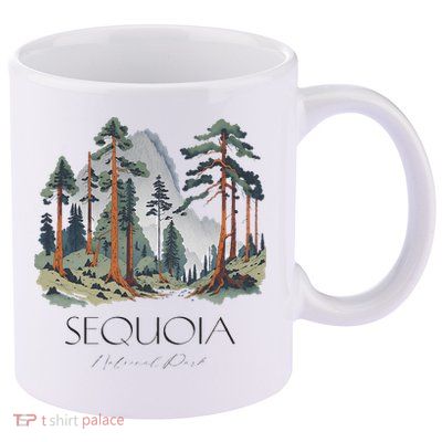 Cool Sequoia National Park Hiking Watercolor 11oz C Handle Ceramic Mug