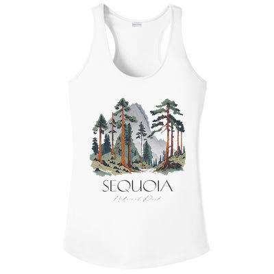 Cool Sequoia National Park Hiking Watercolor Ladies PosiCharge Competitor Racerback Tank