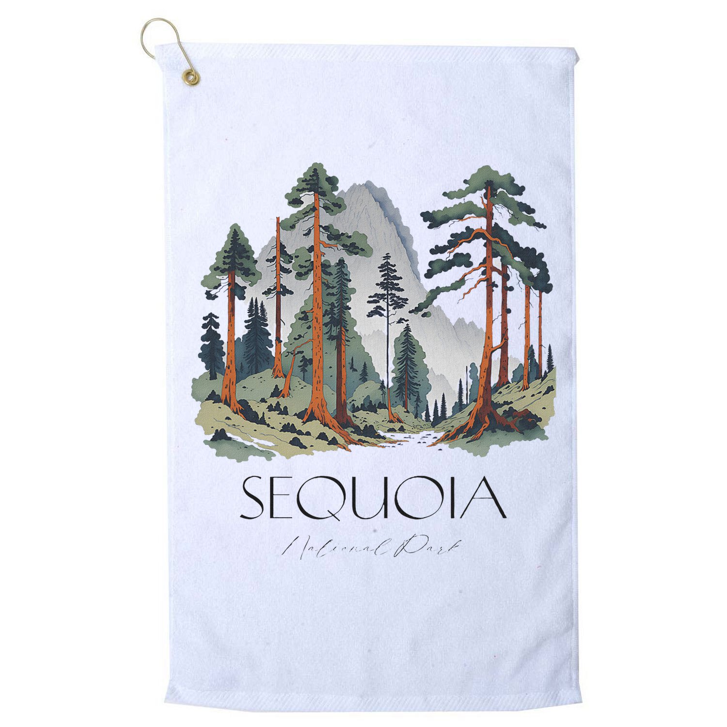 Cool Sequoia National Park Hiking Watercolor Golf Towel
