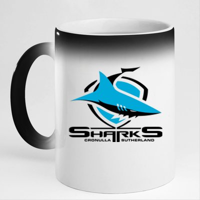 Cronulla Sharks Nrl Team Logo Pet Tank Cat Or Dog Cat Fish 11oz Black Color Changing Mug