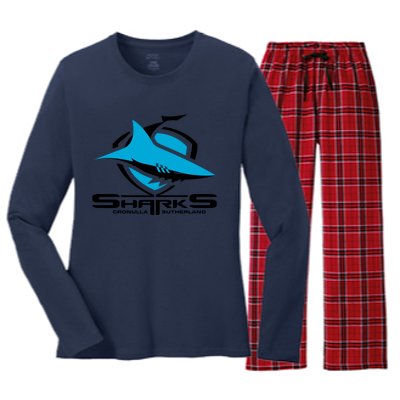 Cronulla Sharks Nrl Team Logo Pet Tank Cat Or Dog Cat Fish Women's Long Sleeve Flannel Pajama Set 