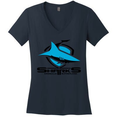 Cronulla Sharks Nrl Team Logo Pet Tank Cat Or Dog Cat Fish Women's V-Neck T-Shirt