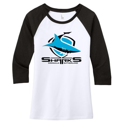 Cronulla Sharks Nrl Team Logo Pet Tank Cat Or Dog Cat Fish Women's Tri-Blend 3/4-Sleeve Raglan Shirt