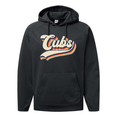 Cubs Sports Name Vintage Retro Gift Performance Fleece Hoodie