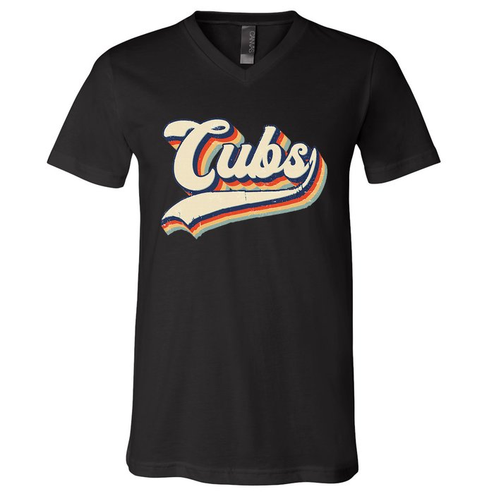 Cubs Sports Name Vintage Retro Gift V-Neck T-Shirt