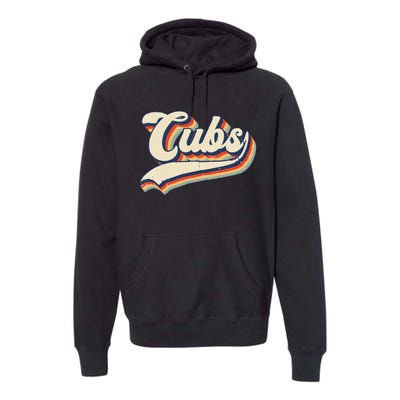 Cubs Sports Name Vintage Retro Gift Premium Hoodie