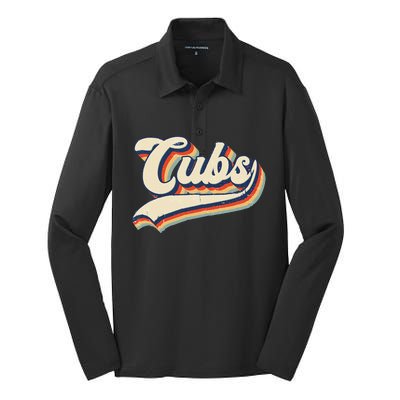 Cubs Sports Name Vintage Retro Gift Silk Touch Performance Long Sleeve Polo