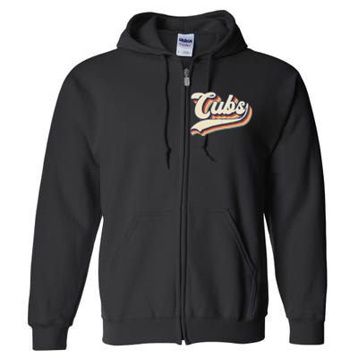 Cubs Sports Name Vintage Retro Gift Full Zip Hoodie