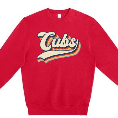 Cubs Sports Name Vintage Retro Gift Premium Crewneck Sweatshirt