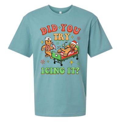 Christmas School Nurse Xmas Did You Try Icing It Gingerbread Sueded Cloud Jersey T-Shirt