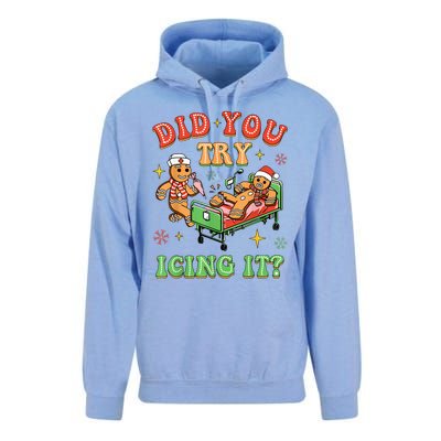 Christmas School Nurse Xmas Did You Try Icing It Gingerbread Unisex Surf Hoodie