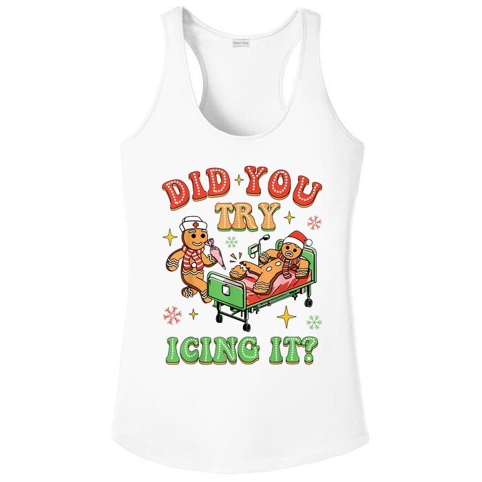 Christmas School Nurse Xmas Did You Try Icing It Gingerbread Ladies PosiCharge Competitor Racerback Tank