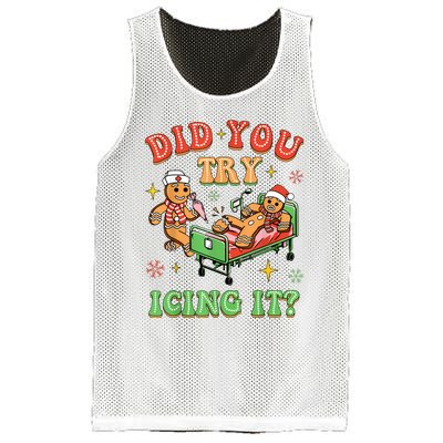 Christmas School Nurse Xmas Did You Try Icing It Gingerbread Mesh Reversible Basketball Jersey Tank