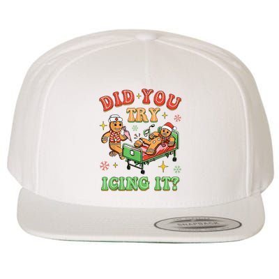 Christmas School Nurse Xmas Did You Try Icing It Gingerbread Wool Snapback Cap