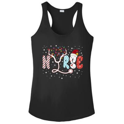 Christmas Santa Nurse Reindeer Xmas Nurses Scrub Gift Ladies PosiCharge Competitor Racerback Tank