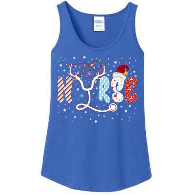 Christmas Santa Nurse Reindeer Xmas Nurses Scrub Gift Ladies Essential Tank