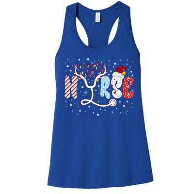 Christmas Santa Nurse Reindeer Xmas Nurses Scrub Gift Women's Racerback Tank