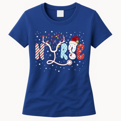 Christmas Santa Nurse Reindeer Xmas Nurses Scrub Gift Women's T-Shirt