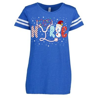 Christmas Santa Nurse Reindeer Xmas Nurses Scrub Gift Enza Ladies Jersey Football T-Shirt