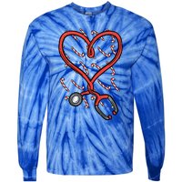 Christmas Stethoscope Nurse Xmas Nursing Scrub Top Great Gift Tie-Dye Long Sleeve Shirt