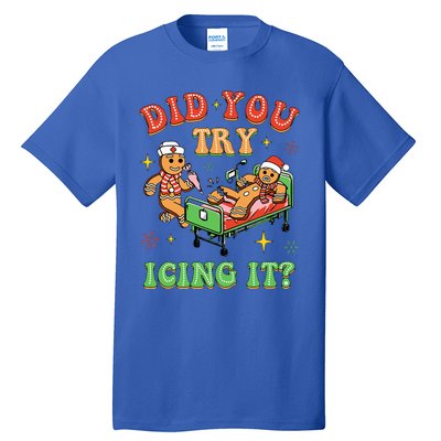 Christmas School Nurse Xmas Did You Try Icing It Gingerbread Tall T-Shirt