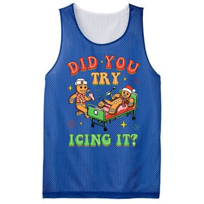 Christmas School Nurse Xmas Did You Try Icing It Gingerbread Mesh Reversible Basketball Jersey Tank