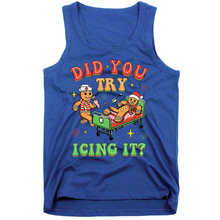 Christmas School Nurse Xmas Did You Try Icing It Gingerbread Tank Top