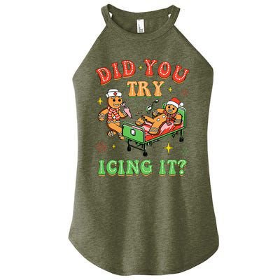 Christmas School Nurse Xmas Did You Try Icing It Gingerbread Women's Perfect Tri Rocker Tank