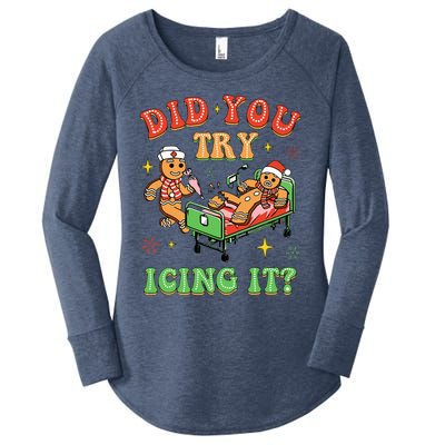 Christmas School Nurse Xmas Did You Try Icing It Gingerbread Women's Perfect Tri Tunic Long Sleeve Shirt