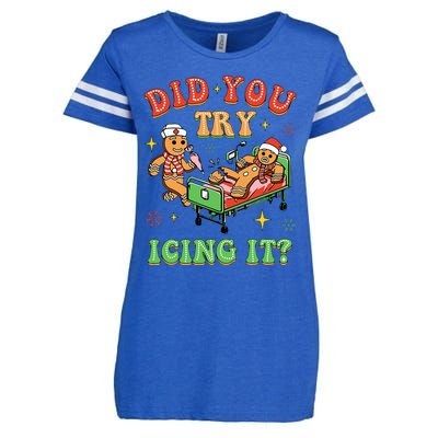 Christmas School Nurse Xmas Did You Try Icing It Gingerbread Enza Ladies Jersey Football T-Shirt