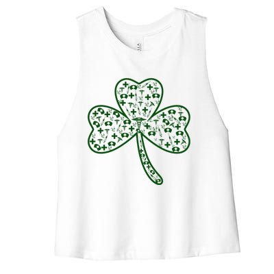 Clover Shamrock Nurse St Patrick's Day Gift For Nurse Gift Women's Racerback Cropped Tank