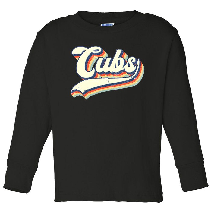 Cubs Sports Name Vintage Retro Boy Girl Toddler Long Sleeve Shirt