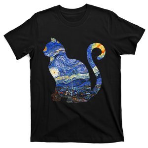 Cat Starry Night Cat Tee Van Gogh Cat T-Shirt