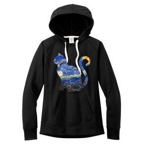 Cat Starry Night Cat Tee Van Gogh Cat Women's Fleece Hoodie