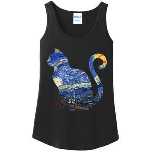 Cat Starry Night Cat Tee Van Gogh Cat Ladies Essential Tank