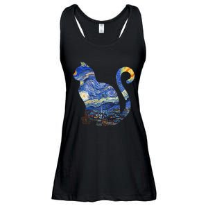 Cat Starry Night Cat Tee Van Gogh Cat Ladies Essential Flowy Tank