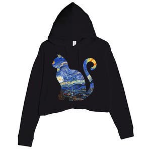 Cat Starry Night Cat Tee Van Gogh Cat Crop Fleece Hoodie