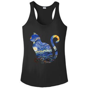 Cat Starry Night Cat Tee Van Gogh Cat Ladies PosiCharge Competitor Racerback Tank