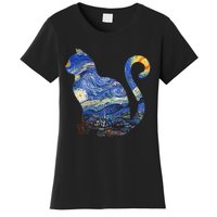 Cat Starry Night Cat Tee Van Gogh Cat Women's T-Shirt