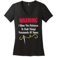 Cross Stitch Needlepoint Sewing Quilting Funny Women's V-Neck T-Shirt