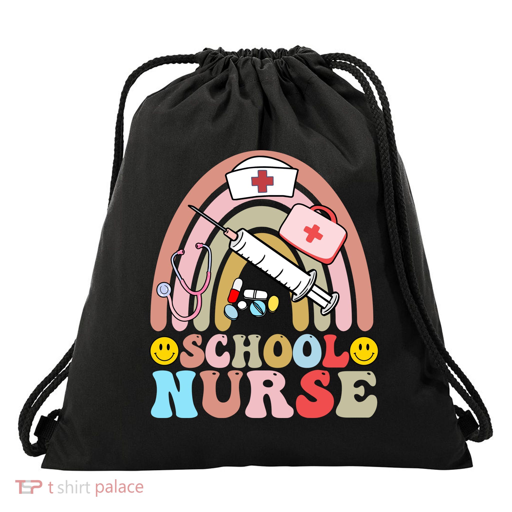 Cute School Nurse Design Drawstring Bag