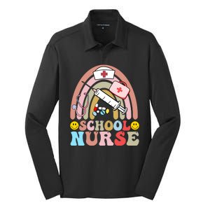 Cute School Nurse Design Silk Touch Performance Long Sleeve Polo