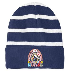 Cute School Nurse Design Striped Beanie with Solid Band