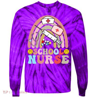 Cute School Nurse Design Tie-Dye Long Sleeve Shirt