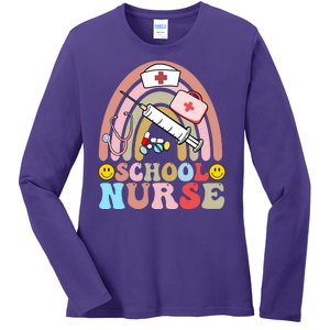 Cute School Nurse Design Ladies Long Sleeve Shirt