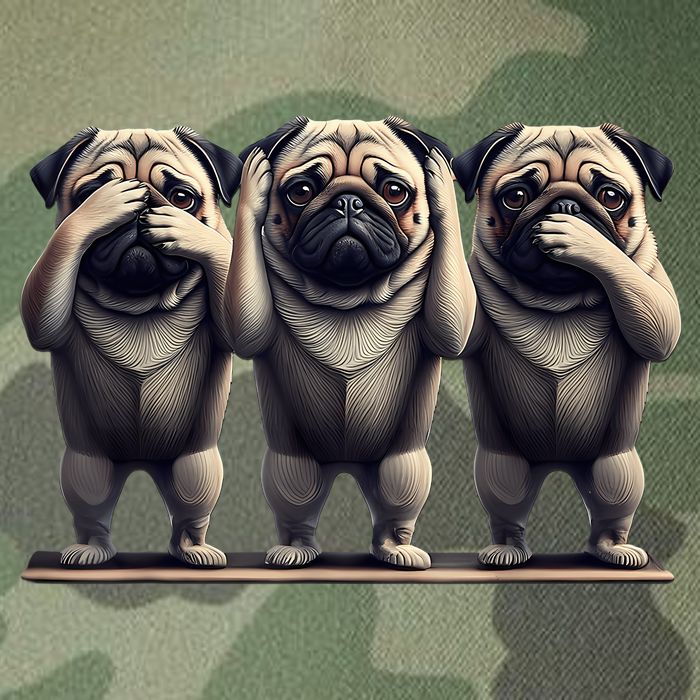 Cute See No Evil Hear No Evil Speak No Evil Three Pug Legacy Tie Dye Trucker Hat