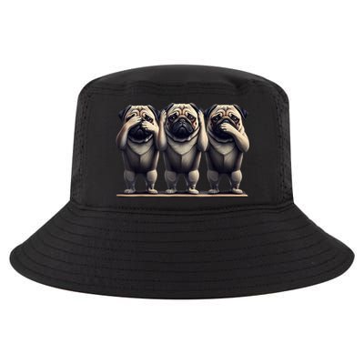 Cute See No Evil Hear No Evil Speak No Evil Three Pug Cool Comfort Performance Bucket Hat